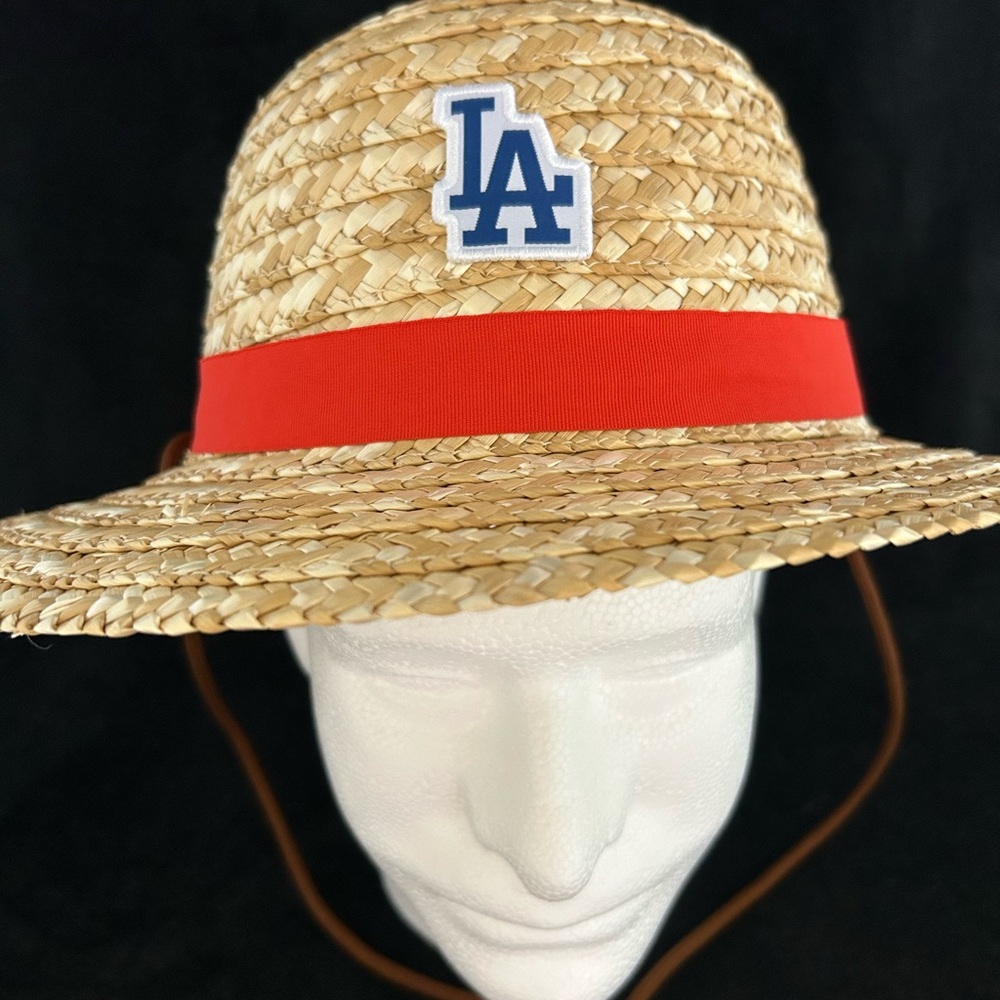 Dodgers One Piece Tan and Red Straw Hat with Wide Brim Limited Edition 🔥